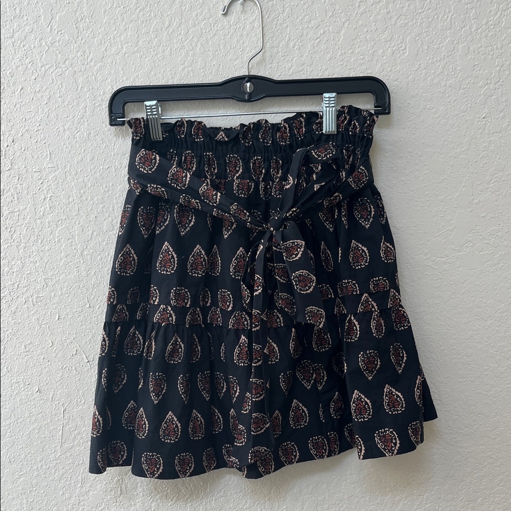 Anthropologie Black Patterned Skirt